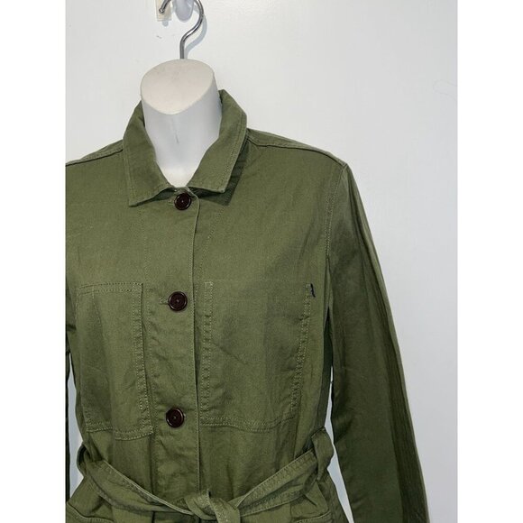 Madewell Tie-Waist Military Jacket in  Green Women's  Size XS ($145) - Picture 6 of 11